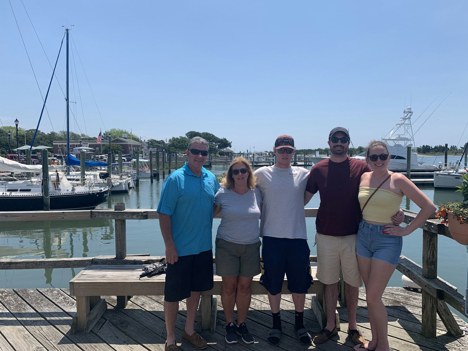 Michelle and her family relaxing on a North Carolina pier